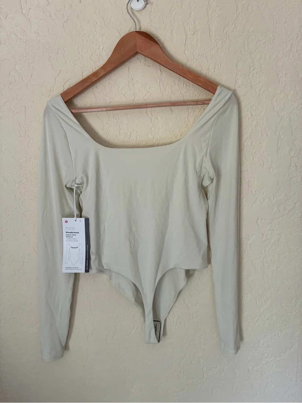 Lululemon Cream/White Long Sleeve Square-Neck Nulu Bodysuit